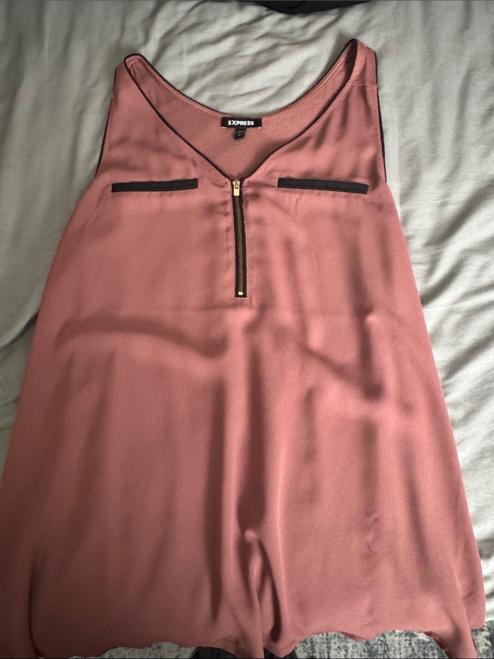 Express Rose Dusty Zip-Front Sleeveless Tank